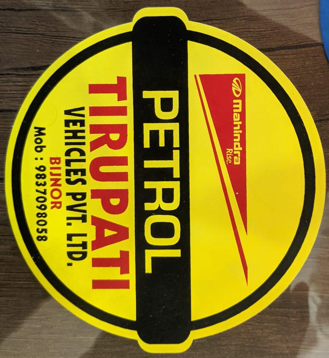Mahindra dealer identity sticker — Tirupati Vehicles, Bijnor