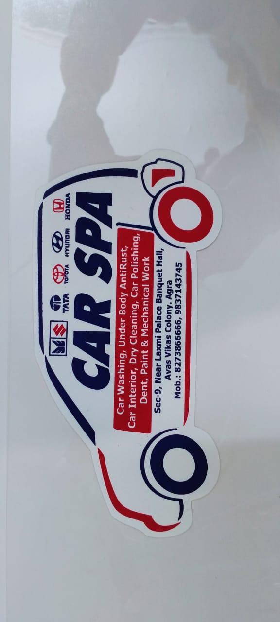 Car Spa die-cut dealer identity sticker, Agra