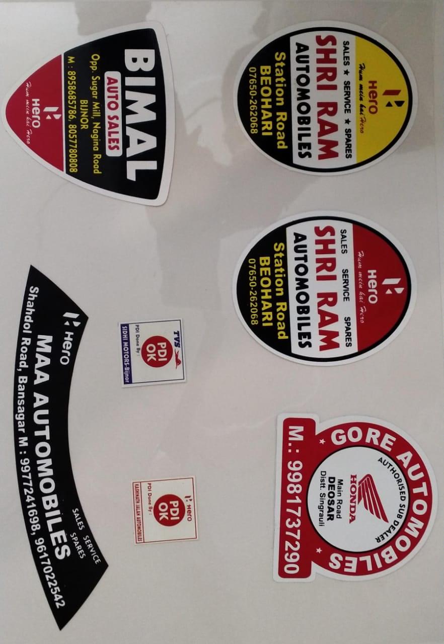 Dealer identity stickers — Hero Bimal, Shri Ram oval styles