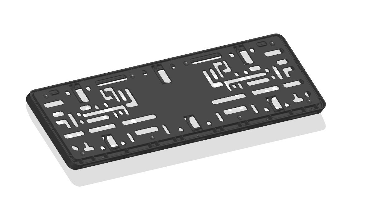 Four-wheeler number plate frame — branded for dealers