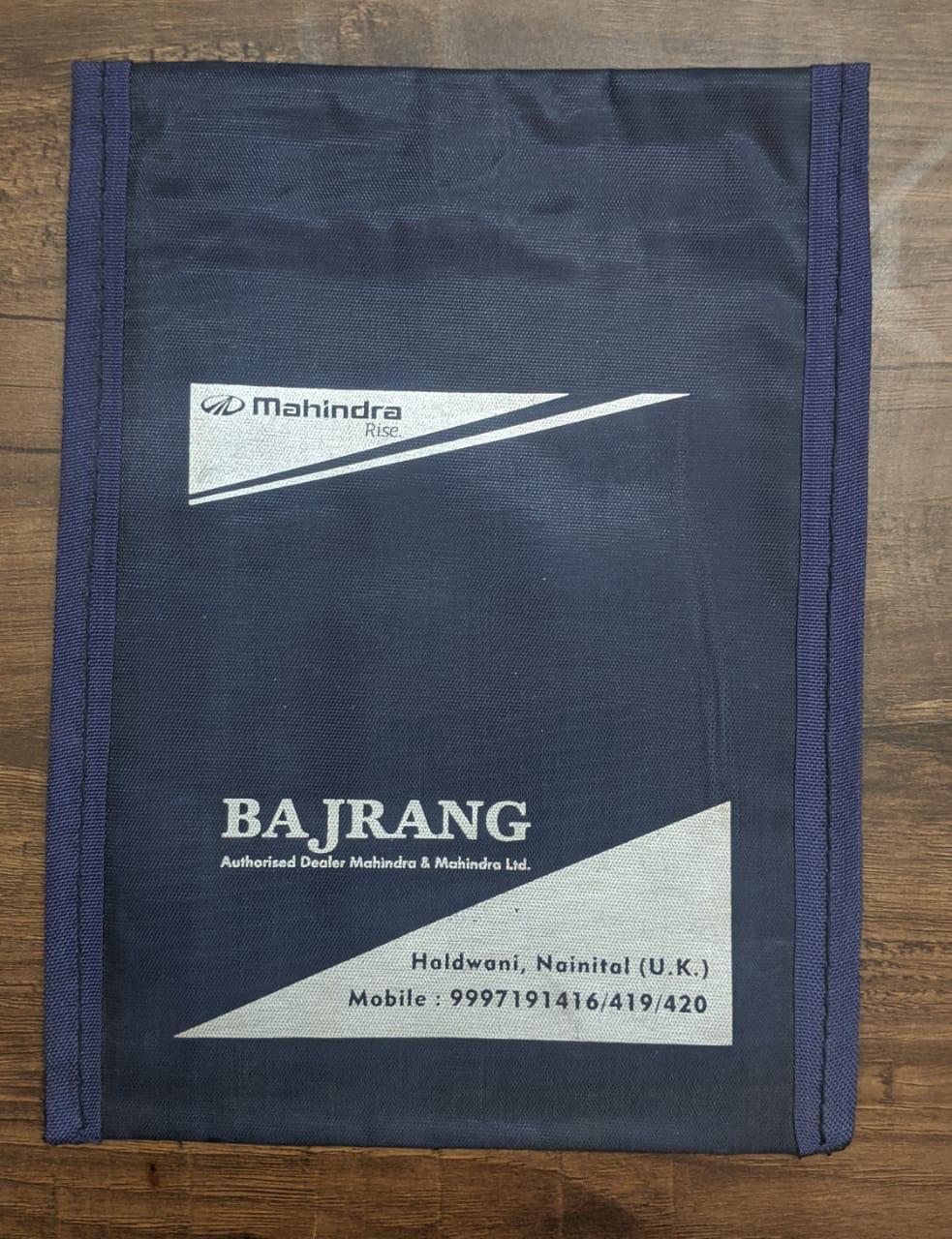 Mahindra service bag — Bajrang Automobiles, Haldwani (navy)